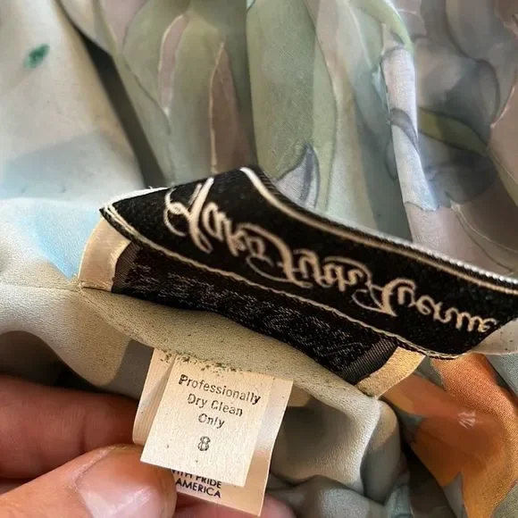 VTG William Pearson 70s Maxi Dress Size 8 Long balloon Sleeve flower Print funky - Picture 14 of 16